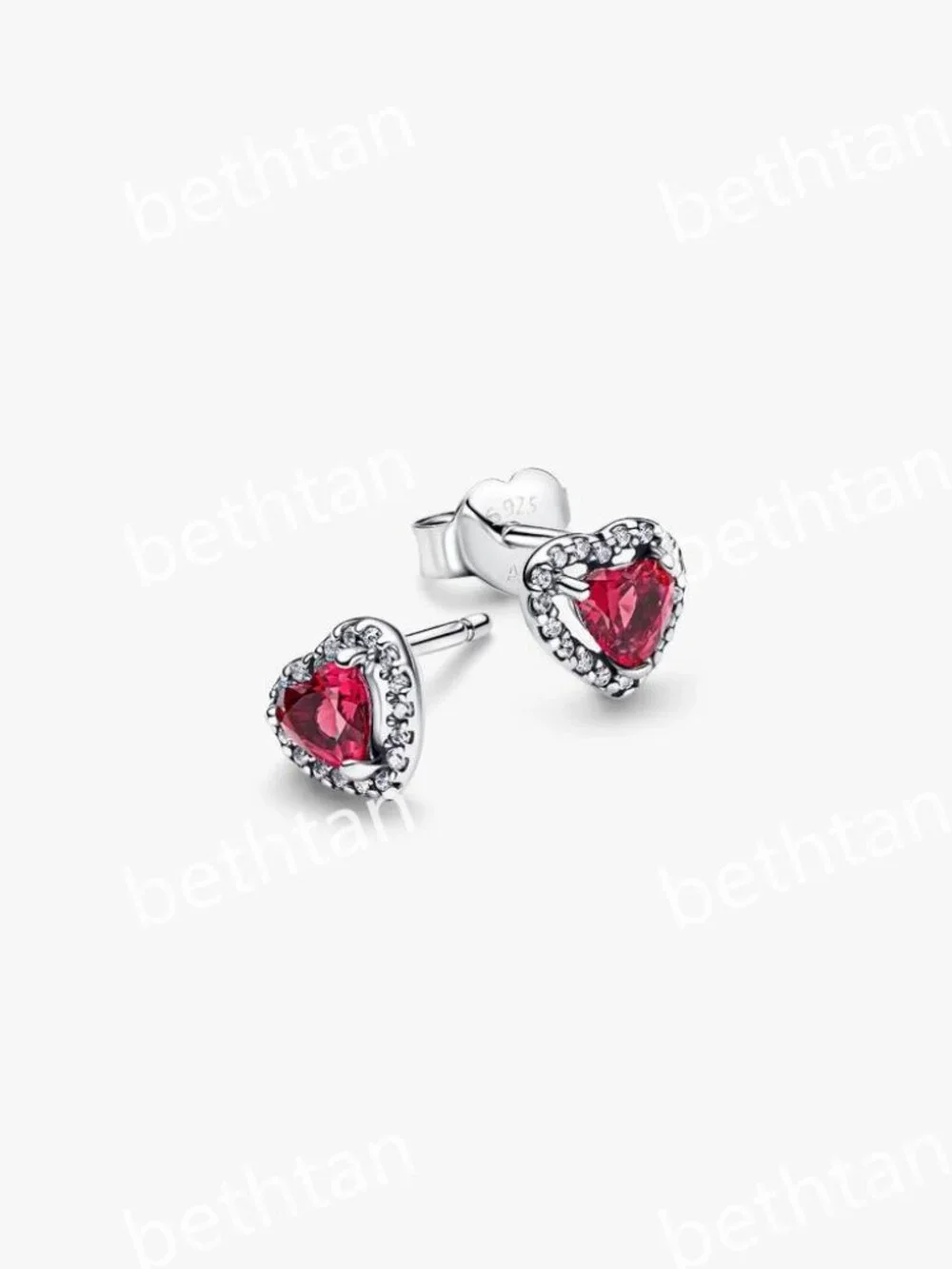 Elevated Red Heart Stud Earrings